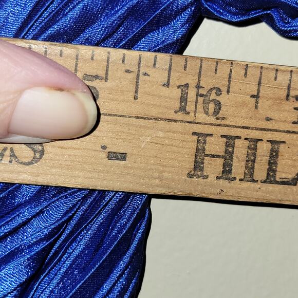 VTG George F Couture Plisse Pleated Fortuny Cobalt Blue Evening Gown Size: 12 - Picture 4 of 13